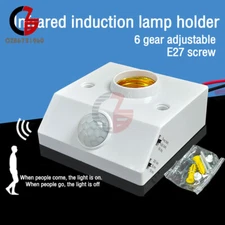 AC 110-240V Infrared IR PIR Motion Sensor Lamp Holder Socket Light Bulb E27 Base