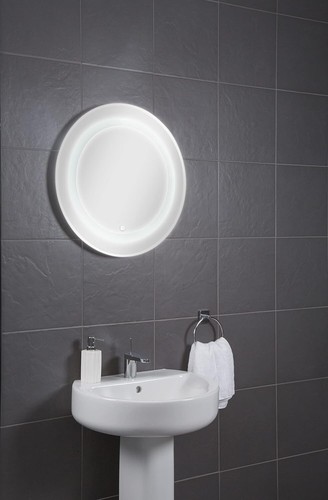 Croydex LED Round Mirror with Demister Illuminated Glass Hang 'N' Lock Bathroom - Picture 5 of 6