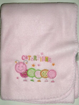 Carters  fleece crib/receiving blanket pink/caterpillar app 30''x40''
