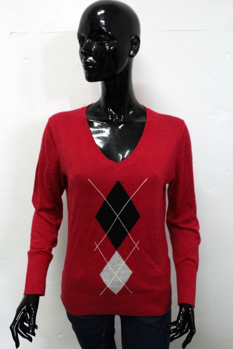 Tommy Hilfiger Maglione Rosso Camicia Pullover Maglioncino