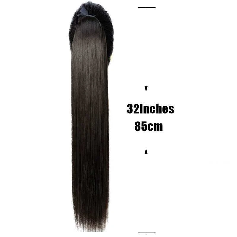 QUEUE DE CHEVAL PERRUQUE CHATAIN BRUN NOIRE 85cm SEXY FEMME BRUNE WIG AFRO BLACK - Photo 2/4
