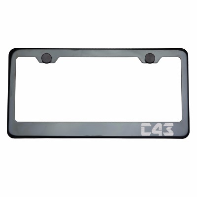 Titanium Gun Metal License Plate Frame C43 Laser Etched Metal Screw Cap