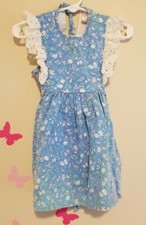 Vintage Ceil Ainsworth 2T Dress Blue Floral Cottage Core Pararie USA