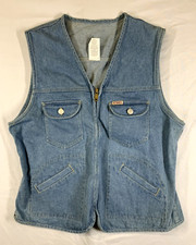 Vintage 80s Gitano Jeans Denim Vest Zip Up Womens Size Xl Pockets V-neck
