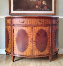 Ethan Allen Regency Inlaid Mahogany Demilune Sideboard or Bar Cabinet
