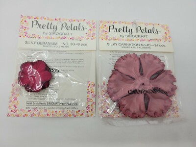 Lot VTG Sirocraft Pretty Petals Silky Carnation & Geranium Floral Craft Flowers