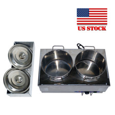2 Pot Electric Bain Marie Buffet Food Warmer Stainless Stockpot Steamer 110V