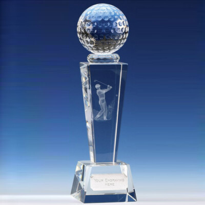 UNITE GOLF OPTISCHER KRISTALL GLAS TROPHÄE PRÄSENTATIONSPREIS - Kostenlose Gravur