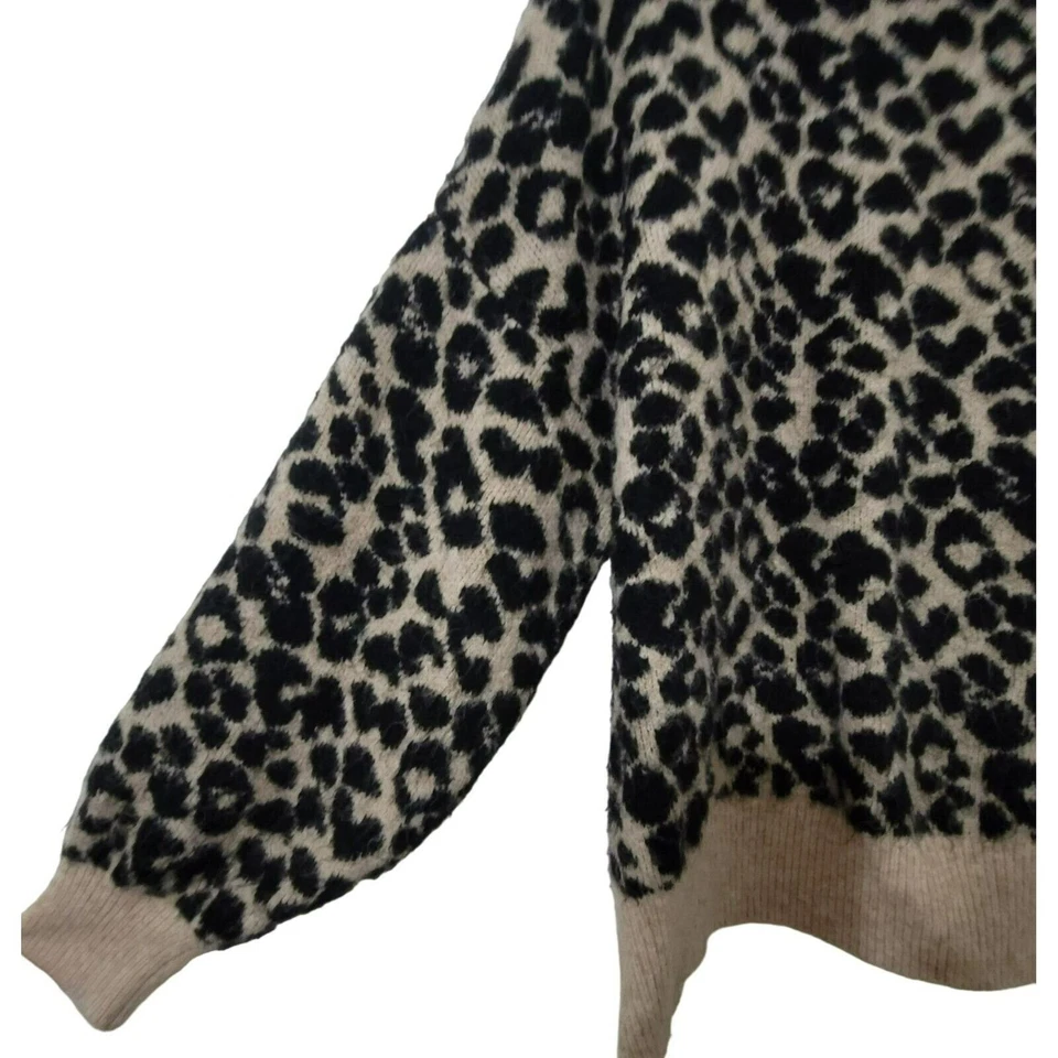 Suéter Pullover Ann Taylor Estampado Animal XL Beige Negro Invierno Pullover Mob Wife Foto 3 de 4