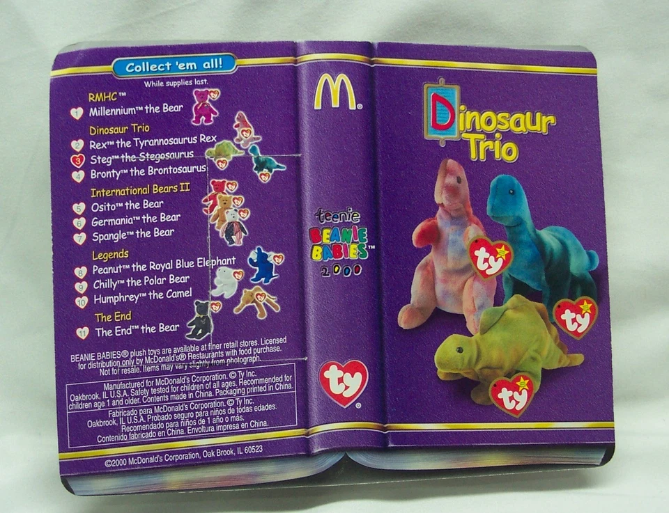 TY McDonald's Dinosaur Trio STEG THE STEGOSAURUS 5" Teenie Beanie Toy NEW Errors - image 4 of 4