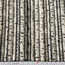 Birch Tree Timeless Treasures Black Cotton Fabric by the HALF YARD