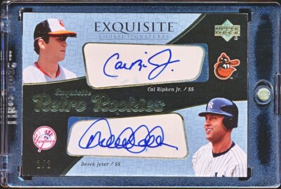 DEREK JETER CAL RIPKEN JR. 2007 UD EXQUISITE RETRO ROOKIES AUTOGRAPH AUTO #D 2/2