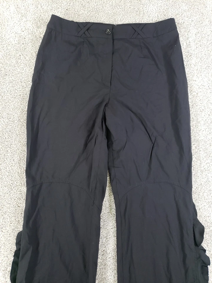 Pantalones de vestir Escada para mujer con volantes 42 negros 100 % lana lazo para cinturón Foto 2 de 4