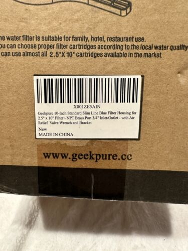 Geekpure 10 Inch Whole House Water Filter Housing 1"NPT Fit 2.5" x 10" BB Filter - Picture 2 of 4