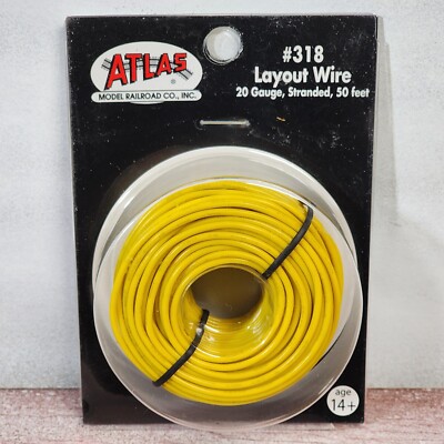 Atlas Model Railroad Layout Wire, 20 gauge, Stranded, 50' Long YELLOW #318