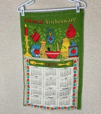 Vintage 1971 Decrative Calander Tea Towel Colonial Kitchen 15.25 x 24.5in