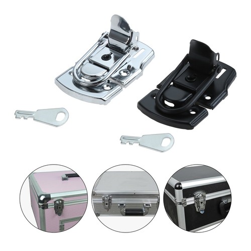 Silver/Black Latch Hasp 76*45mm Locker F Miniature Furniture Cabinet Jewelry Box - Picture 2 of 11