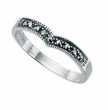 Wishbone Ring Marcasite Sterling Silver thumb finger ladies girls