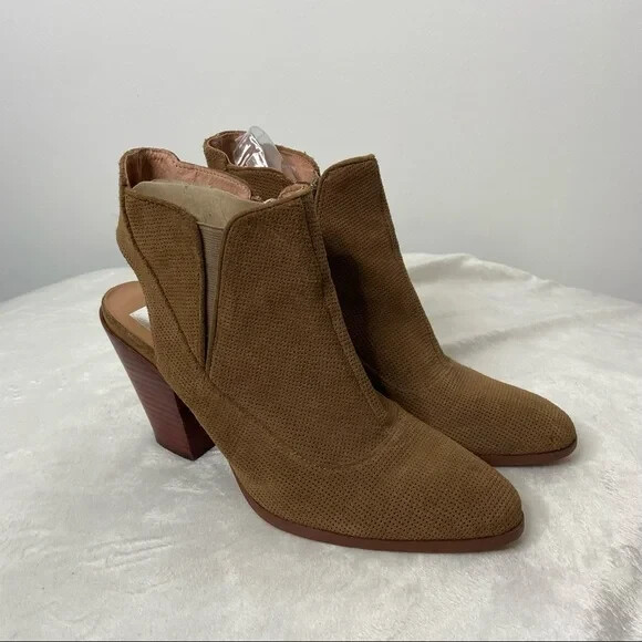 Dolce Vita Booties Womens 10M Perforated Suede Sling Back Round