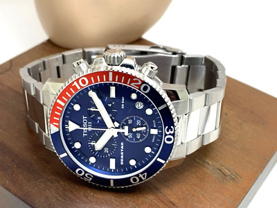 Tissot Men's Watch Seastar Swiss Quartz Chronograph Pepsi Bezel