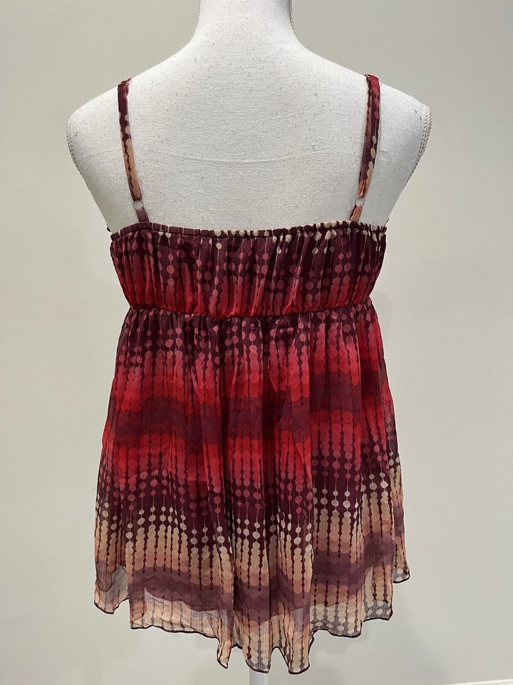 Top Babydoll transparente vintage para mujer Y2K talla M rojo oscuro hada caprichosa corbata Foto 4 de 4