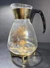 Vintage PYREX Golden Poinsettia Coffee Pot Carafe 10 Cup w/ Warmer Stand no Lid