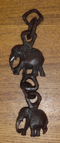 Carved Wood Elephant Chain - 11"