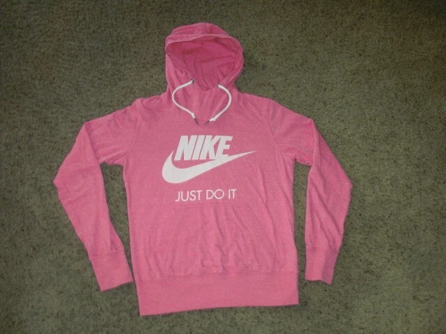 NIKE pink Just Do It soft cotton blend Hoodie Sweatshirt Women's