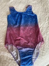 Fashion Girls Gymnastics Dance Leotard Blue Pink Ombr  Silver Size 8 Yr 130 F6