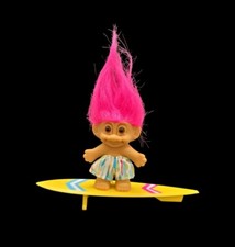 TROLL RUSS DOLL VINTAGE COLLECTIBLE PINK HAIR SURF BOARDING