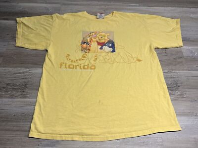 Vintage Disney Winnie the Pooh Florida T-Shirt Sun Faded Yellow Mens Sz 2XL  Boxy