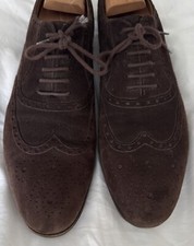 Gucci Brown Burnished Suede Oxford Brogue shoes Men's US 9.5 EU 42.5