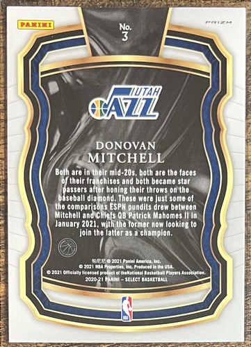 2020-21 Panini Select Donovan Mitchell Select Company Red Shimmer #3 Utah Jazz - Picture 2 of 2