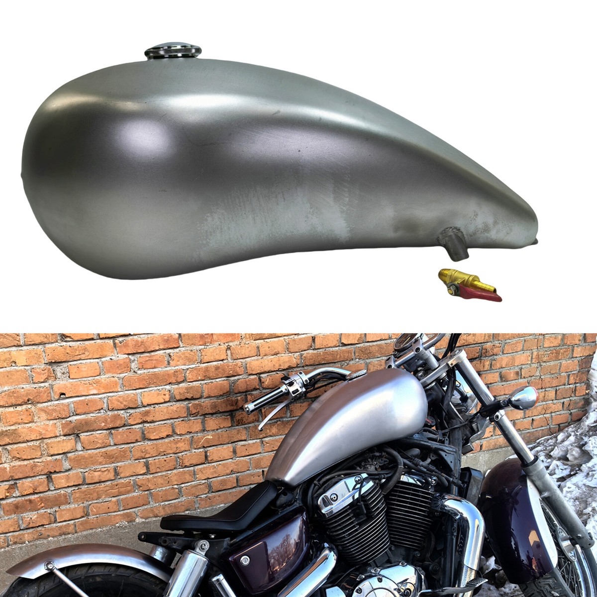 Silver Fuel Tank Oil Tank W/ Cap For Honda Shadow 1100 VT1100 2004