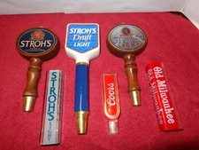 6 VINTAGE BEER TAP HANDLES STROH`S COORS OLD MILWAUKEE UNIQUE COLLECTION  # Z 12
