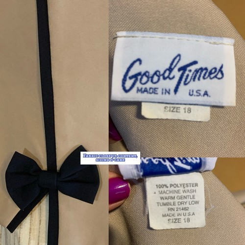 VINTAGE CIRCA 1980'S GOOD TIMES TAUPE AND NAVY BLUE BOW ACCENT BLAZER SIZE 18 - Picture 10 of 11