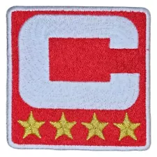 RED CAPTAIN C PATCH 4 GOLD STARS SPORTS JERSEY EMBROIDERED IRON ON PATCH 2.5"