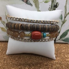 4 PC Handmade Bohemian Beaded Stackable Stretch Bracelet Set New Free Ship 4320
