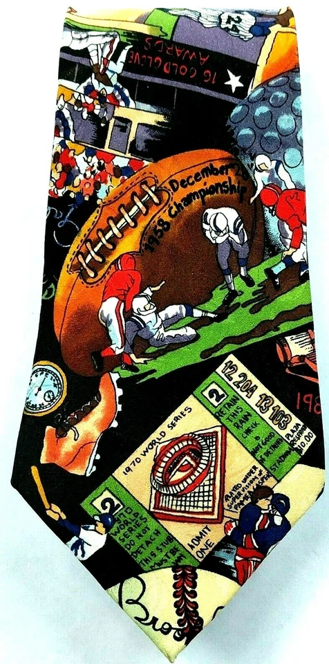 Винтажный 1993 Nicole Miller футбол хоккей гольф билеты бейсбол Sports галстук - Изображение 4 из 4