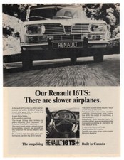 1970 RENAULT 16 TS Vintage Original Print AD | Slower airplanes English Canada