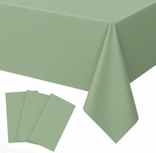 3 Pack Sage Green Plastic Tablecloth 54X108 Inch Disposable Rectangle Table Clot
