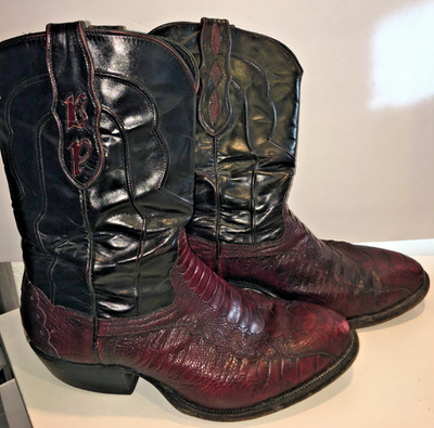 MENS CUSTOM LOVELESS COWBOY WESTERN BOOTS alligator burgundy  display picture 2