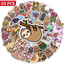 10/25/50PCS Cute Sloth Animal Cartoon Stickers for Laptop Luggage Phone Scooter