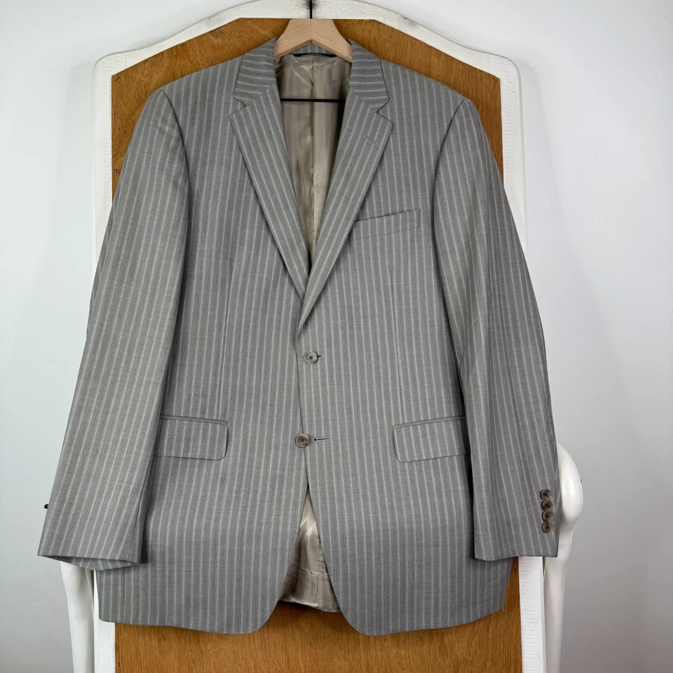 Samuelsohn Suit Mens 42L Gray Pinstripe 2 Button Super 110s Wool Canvas Bold - Image 2 of 4