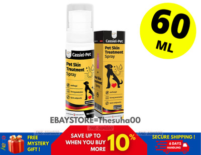 Cassiel Pet Antimicrobial Spray 60ml Cat Dog Skin Wound Fungus Ringworm Itching