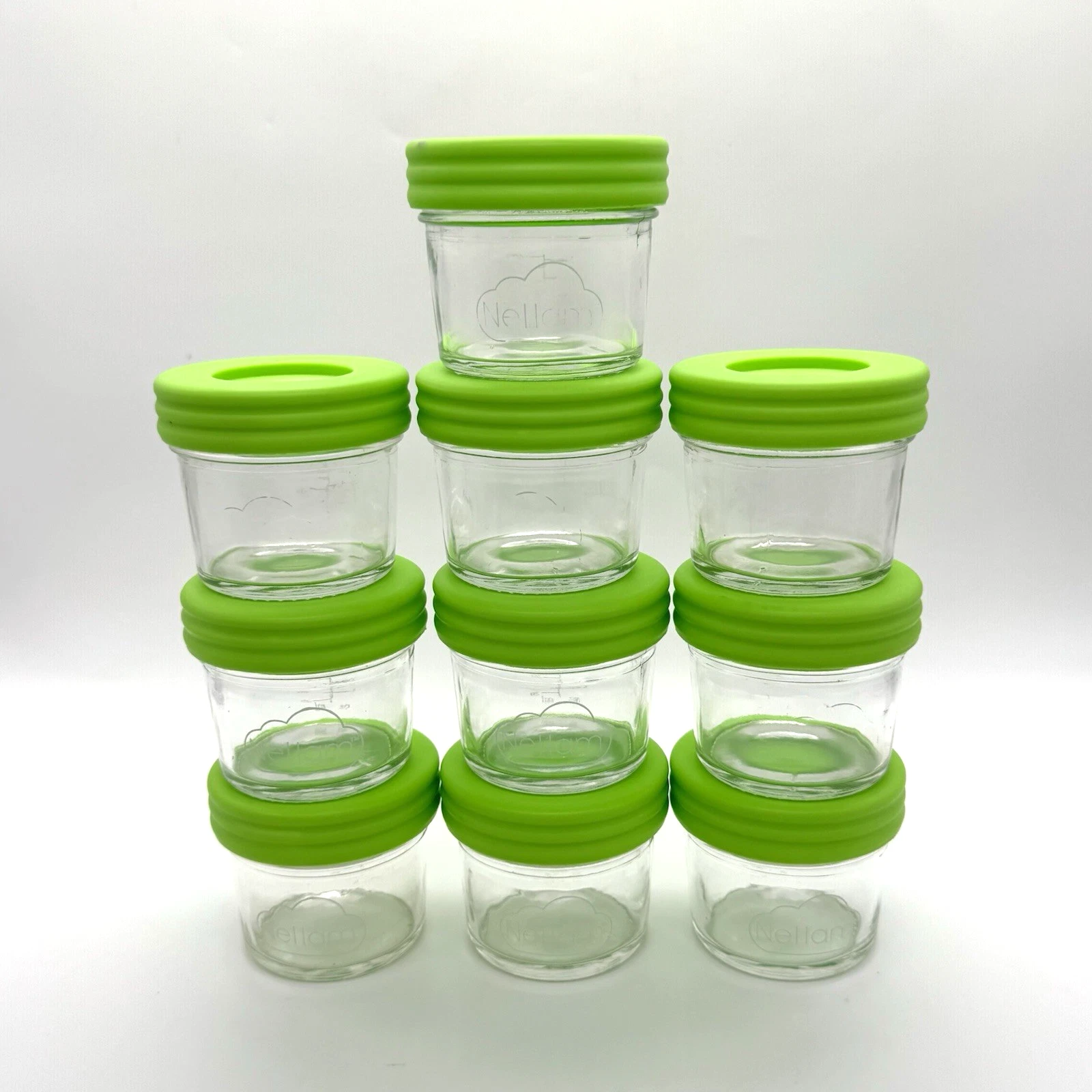 Nellam Baby Food Storage 4 oz Jar Containers with Green lid Set of 10
Opens in a new window or tab