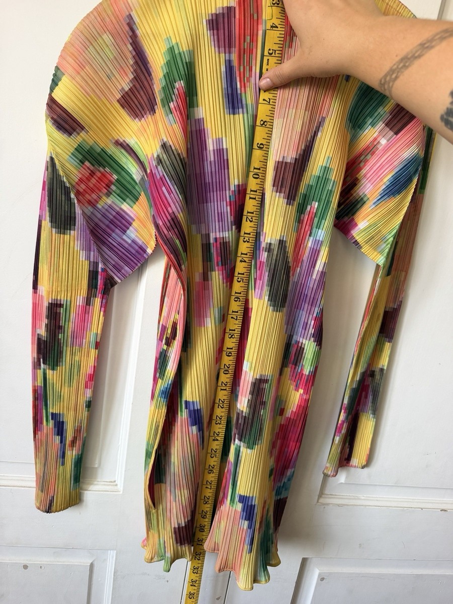 Issey Miyake Pleats Please Vintage Rainbow Pixel Print Jacket Sz 3 View 5