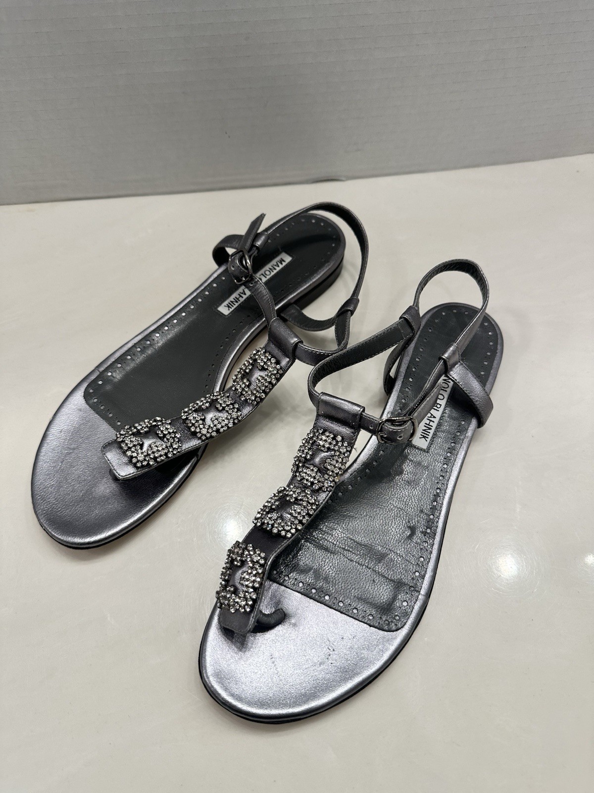 Women’s Manolo Blahnik Black Flat Sandals Size 39