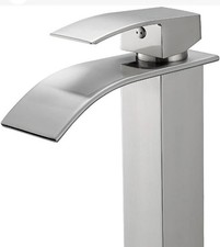 Tall Bathroom Faucets Vessel Sink Faucet Brushed Nickel Waterfall Bathroom Bowl