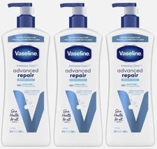 3 Vaseline Intensive Care Advanced Repair Unscented Body Lotion 20.3 oz